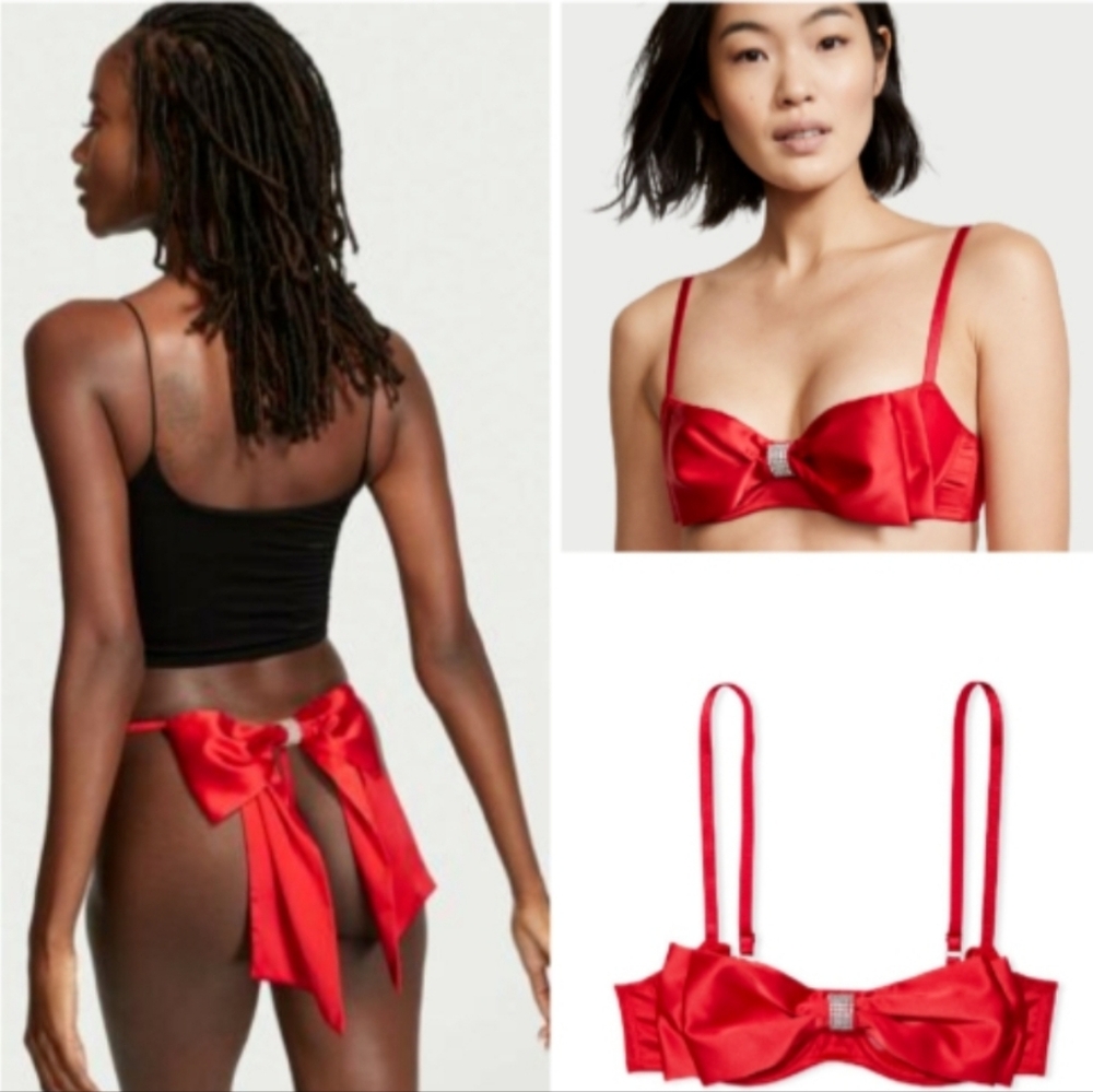 Victoria's Secret DREAM ANGELS Wicked Unlined Bow Balconette Push-up Bra & panty